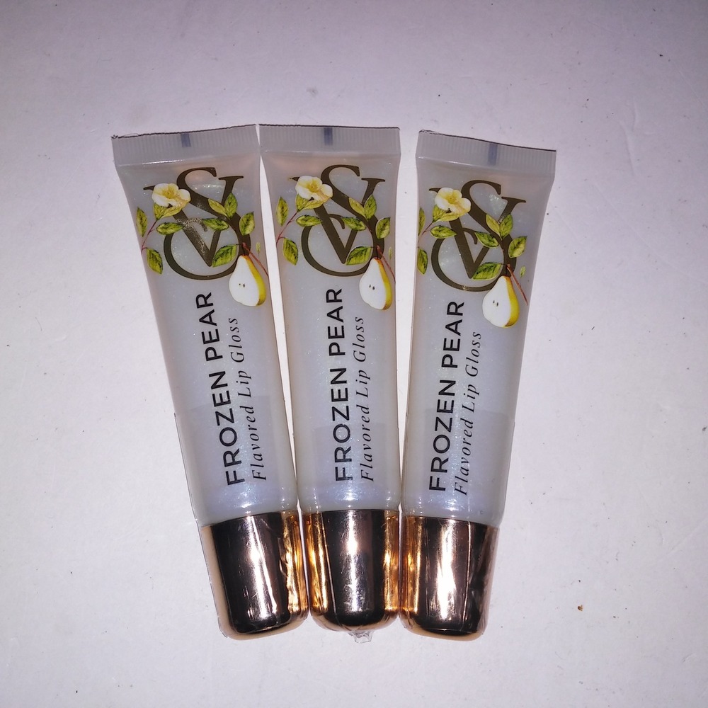 Victoria's Secret Flavored Lip Gloss Set of 3 Frosted Pear Gift Set New